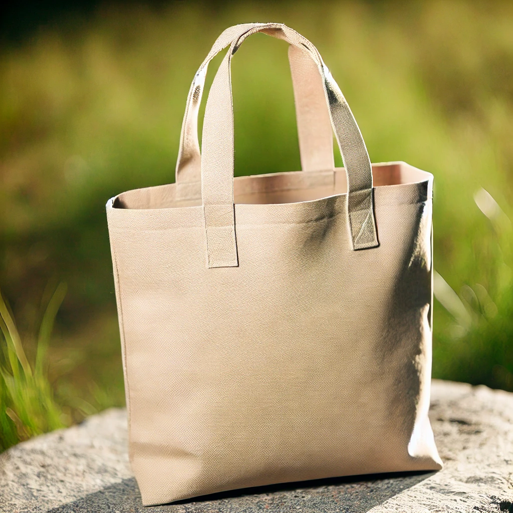DALL·E 2024-09-22 21.06.59 - A rugged, eco-friendly canvas bag with a natural beige color, featuring sturdy handles and a minimalist design. The bag is displayed in an outdoor set