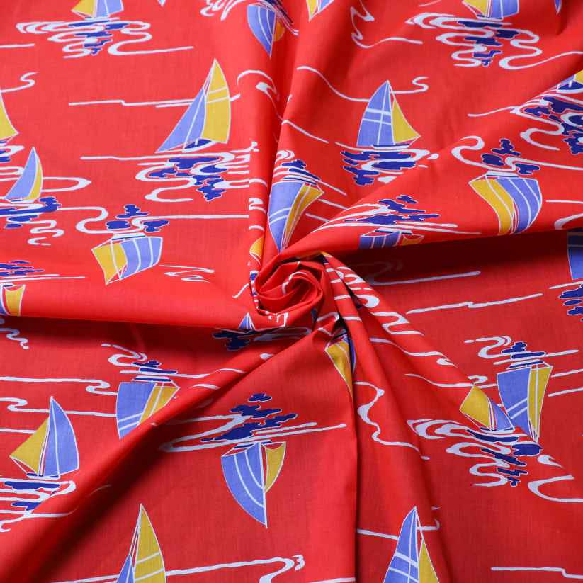 red-blue-vintage-seaside-fabric